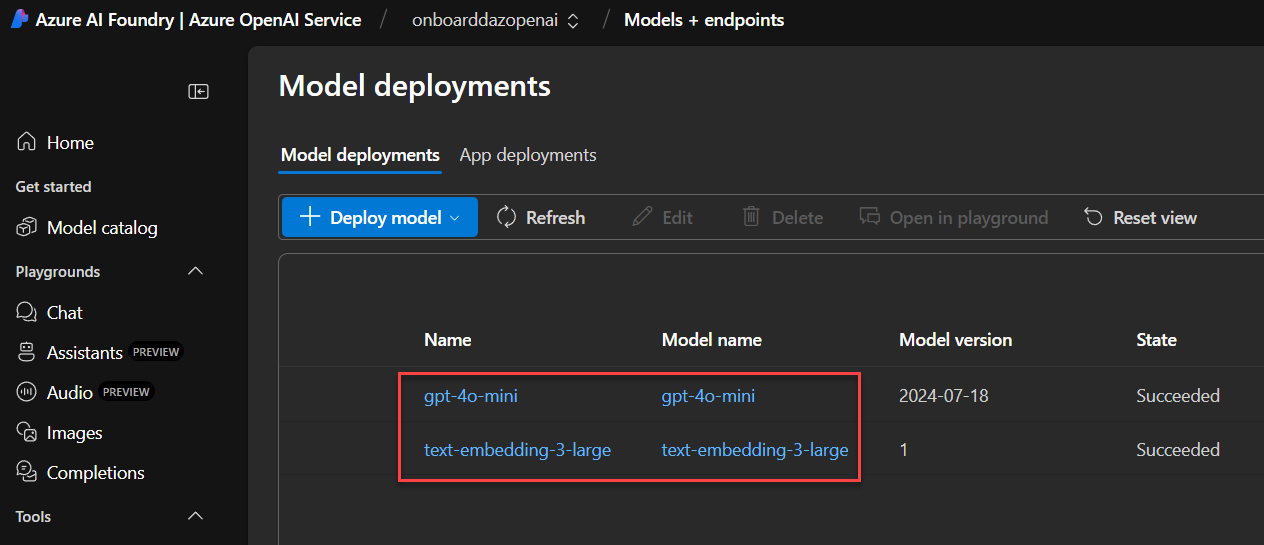 &quot;OpenAI deployments&quot;