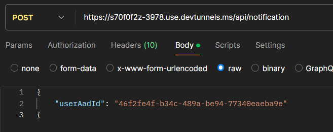 &quot;Test notification with Postman&quot;